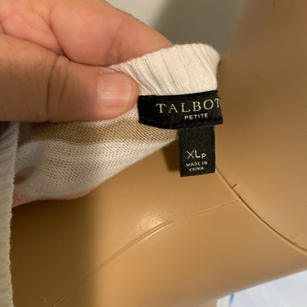 TALBOTS Crisp White Multicolor Stripe Knit Top.100%Soft Natural Cotton!Light-Wt. - Picture 7 of 9